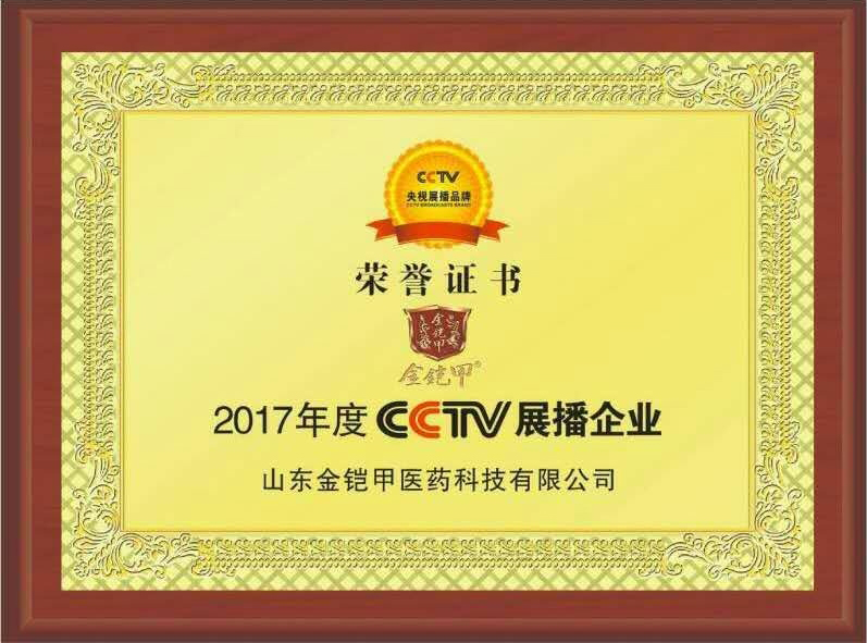 CCTV央视战略合作品牌荣誉证书